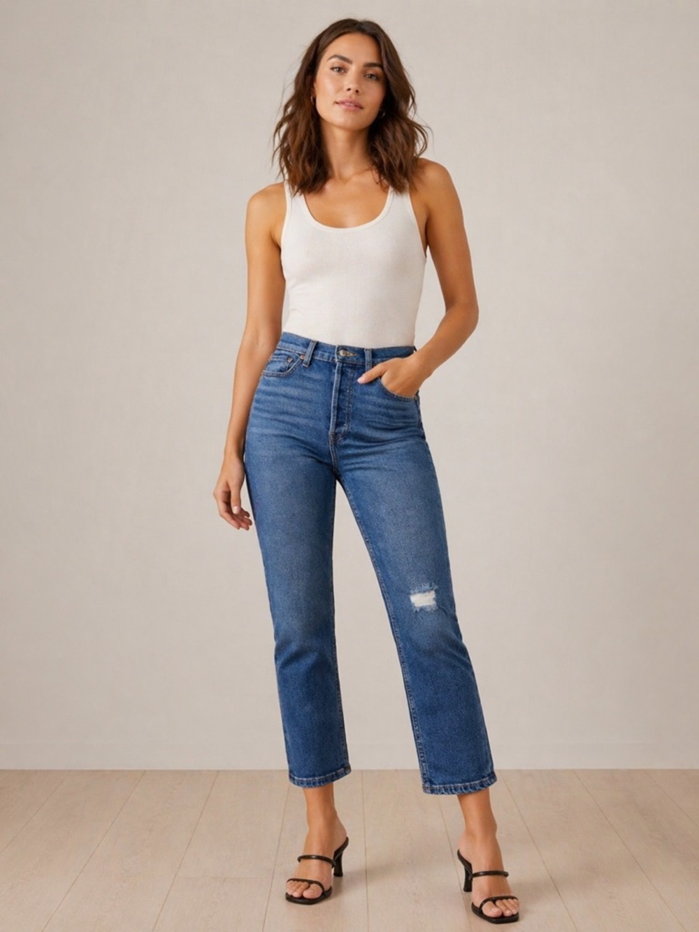 REDONE 90s Ultra High Rise Ankle Crop Jeans • 26